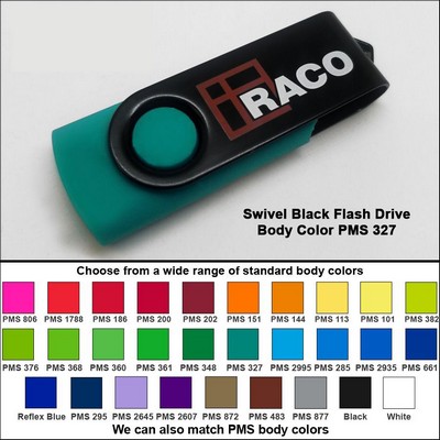 Swivel Black Flash Drive - 2 GB Memory - Body PMS 327
