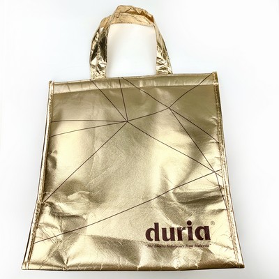 Shiny Metallic Coated Non Woven Insulated Cooler Tote Bag With EPE And Aluminum Foil Inside Lining