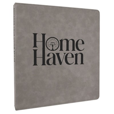10 ½" x 11 ½" Gray Leatherette 3-Ring Binder w/ 1" Slant D-Rings