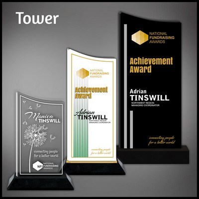 7" Tower Clear Budget Acrylic Award on a Black Base