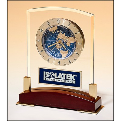 Glass Clock with World Time Dial