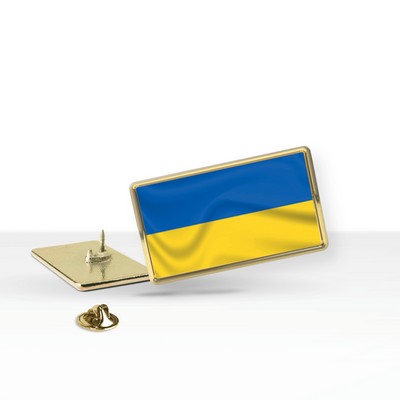 Support Ukraine Express Lapel Pin - Rectangle (0.875" x 0.5" )