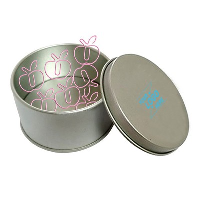 Apple Shaped Paper Clips w/Tin Container