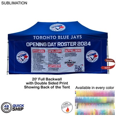 48 Hr Quick Ship - Full 20' Back Wall for 10'x20' Tent Kit, Sublimated, Double Sided Print