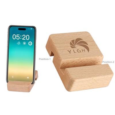 Dual Slots Beechwood Phone Stand
