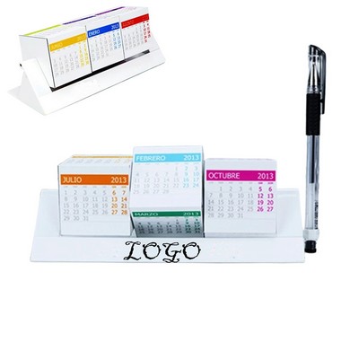12-Sided Customizable Printed Cube Calendar with Pen Holder