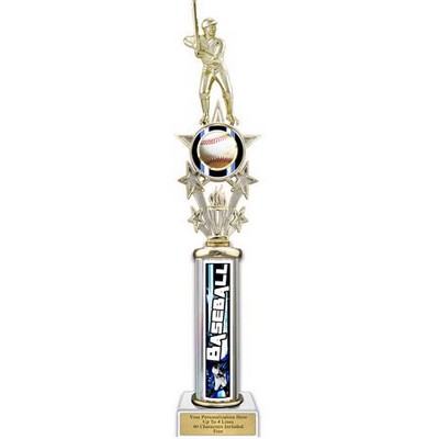 18" Action Matrix Blue Baseball 1 Column Trophy