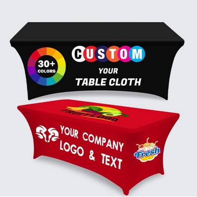 Fitted Tablecloth 8' Custom Full-Print Stretch Fabric Cover With 180GSM
