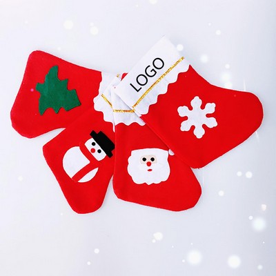 White Gold Border Christmas Stocking Pendant