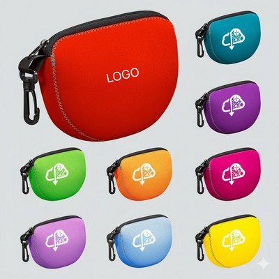 U Shaped Neoprene Zipper Coin Pouch Custom Small Item Storage Bag