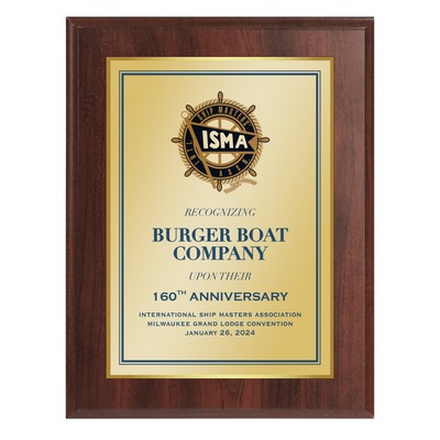 6" x 8" Cherry Finish Plaque w/ Full Color Sublimated Imprint and Back Plate