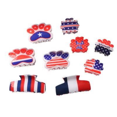Initial Letter Floral Hair Claw 5cm 12-Petal Flower Shape Hair Clip Independence Day Theme