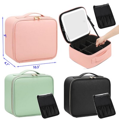 Adjustable Dividers Brush Bag with Led Mirror
