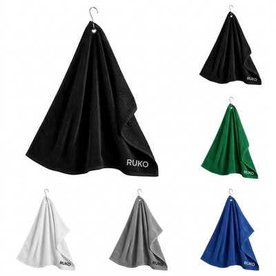Turkish Hemmed Colored Golf Towel with Hook and Grommet (12" x 17")