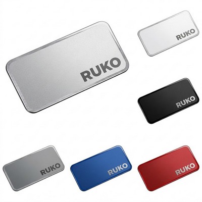 Seattle Frosted Metal Name Badge with Gloss Edge 1.5" x 3"