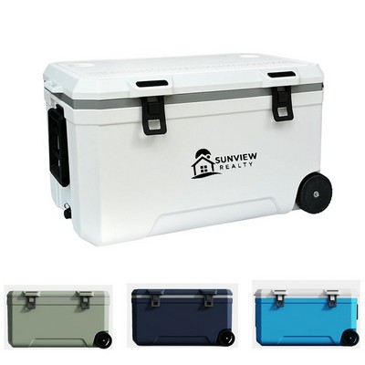 125QT Rolling Cooler Insulated Wheeled Ice Chest Extra Large