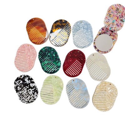 Portable Compact Pocket Acetate Comb with Mirror
