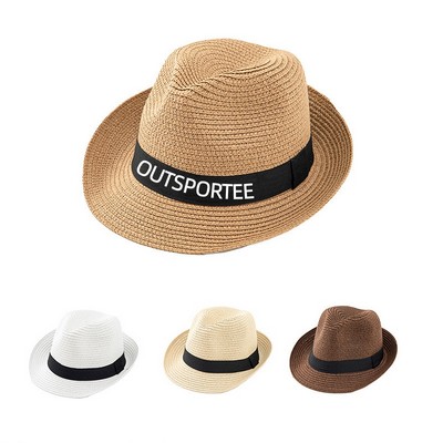 Roll Up Short Brim Straw Panama Hat, Trilby Beach Sun Hat