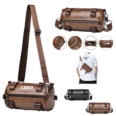 Waterproof Synthetic Leather Barrel Shoulder Bag