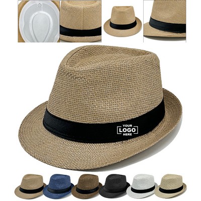 Straw Trilby Fedora Hat