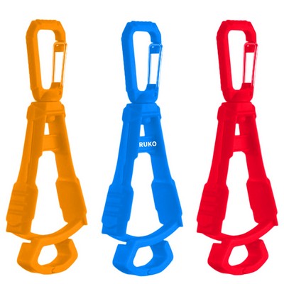 Compact Plastic Carabiner Glove Clip - Swivel Design