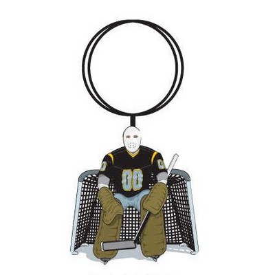 Hockey Goalie Key Chain w/Clear Mirrored Back (6 Square Inch)
