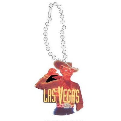 Vegas Vic Neon Cowboy Promotional Key Chain w/ Black Back (3 Square Inch)