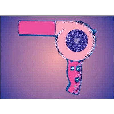 Hair Dryer Rectangle Badge w/ Bar Pin (2 1/2"x3 1/2")