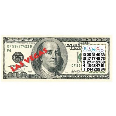 Las Vegas Bingo $100 Bill Magnet w/ Strip Magnet (10 Square Inch)