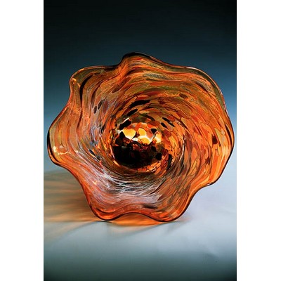 Sunset Beach Art Glass Bowl w/ Marble Base (6.5"x5")