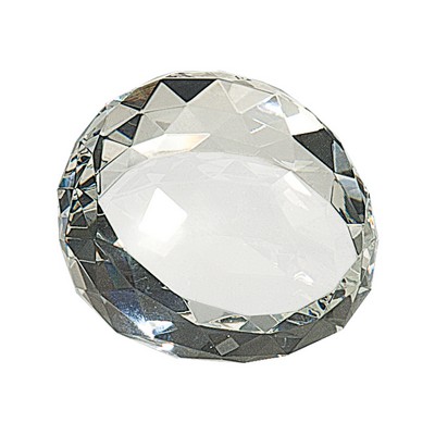 2 1/2" Round Crystal Facet Slant Paperweight