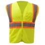 Economy Class 2 Lime Green Safety 2-Tone Vest w/Zipper