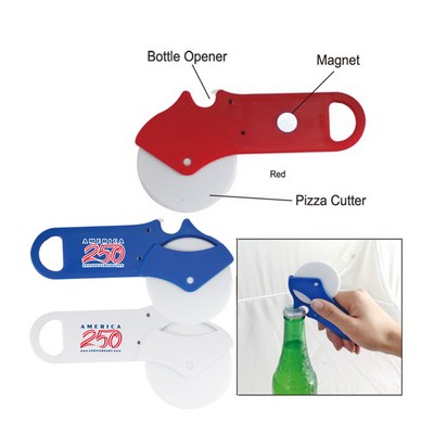 America 250 Pizza Cutter W/Bottle Opener