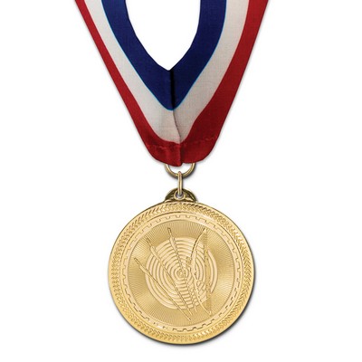 Archery Brite Laser Medal w/Stock Millennium Neck Ribbon (2")