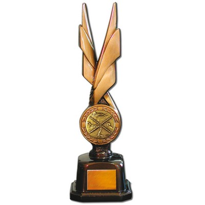 Stock Phoenix 14" Trophy with 2" Swimming Female Coin and Engraving Plate