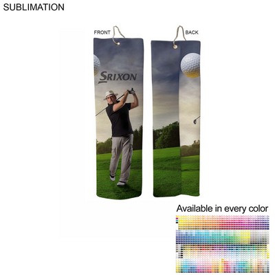 Microfiber Dri-Lite Terry Golf Towel, Finished, Trifold Grommet & Hook, Sublimated (5"x18")