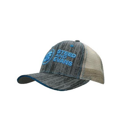 Woodprint Cap with Trucker Mesh Back (Embroidered)