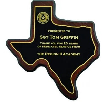 Texas State Shaped Plaque (8"x8½")