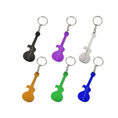 Electric Guitar Shaped Bottle Opener w/ Keychain & Custom Logo
