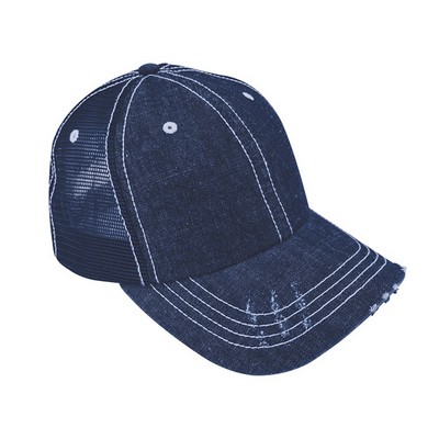 Mega Cap Washed Denim Trucker Cap