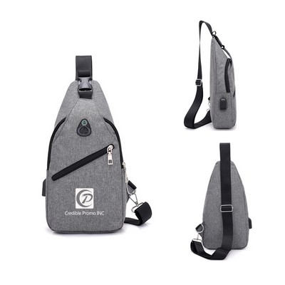 Sling Bag USB Charging One Shoulder Bag Crossbody Bag