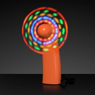 LED Mini Fans with Orange Handles - BLANK