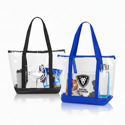Clear Zippered Tote Bag With Pocket
