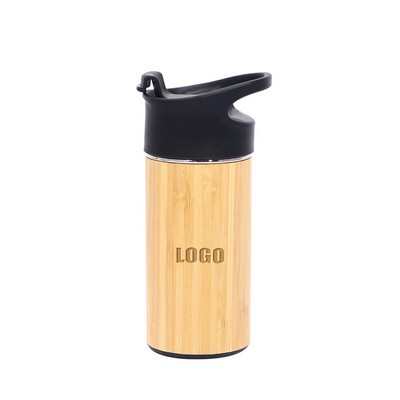12 oz. Bamboo Stainless Steel Bottle with Double Walled Insulation