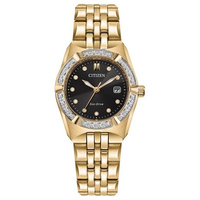 Citizen Watch Ladies' Corso Stainless Steel Bracelet Watch Black Dial