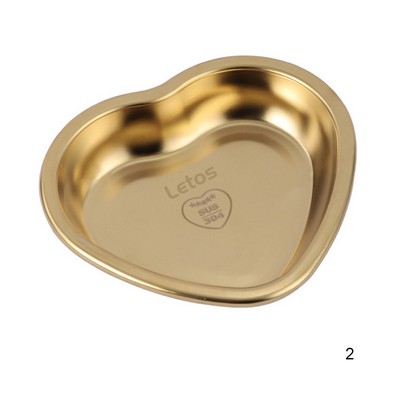 Stainless Steel Heart Shaped Medium Size Plate Snack Eating Dish