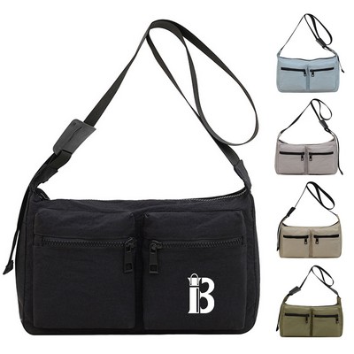 Nylon Puffer Crossbody Bag w/ Front Pocket