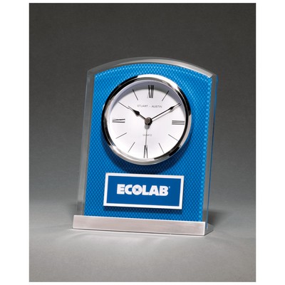 Glass Clock with Carbon Fiber Design on Aluminum Base
