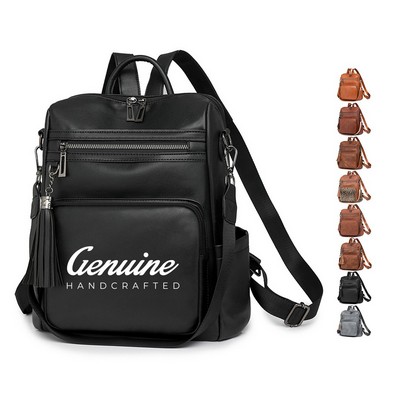 Versatile Leather Travel Backpack