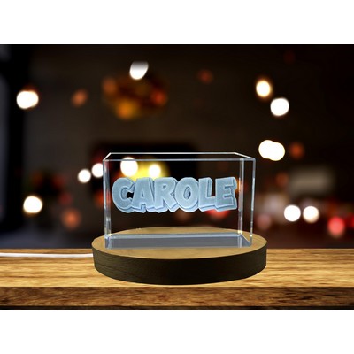 Personalized Carol 3D Engraved Crystal Trophy Award w/LED Base